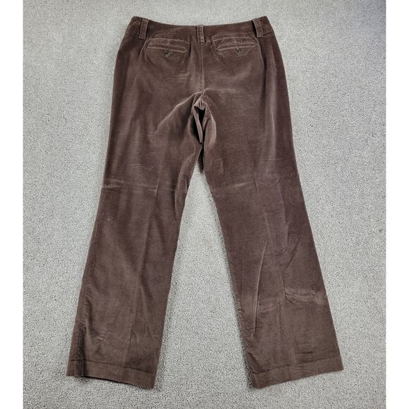 Talbots Womens Velvet Pants 12 Brown Stretch High‎ Rise Straight Leg Ankle - Picture 12 of 12